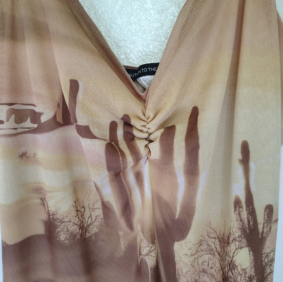 Caution To The Wind Desert Scene Mini Dress - Brown and Tan - Picture 5 of 10